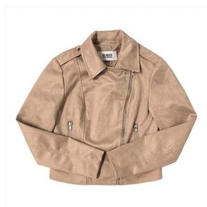 NWT BB Dakota Steve Madden Tan Faux Suede Moto Edgy Bikercore Jacket Size S